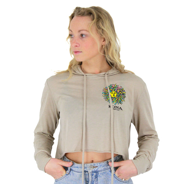 Original Sun Womens Cropped Pullover Hoodie