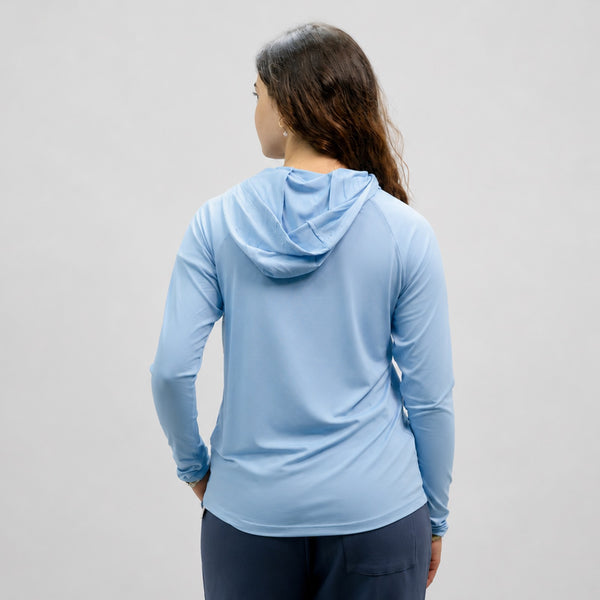 Serenity Hooded Womens UV Sun Protection LS Shirt - Lt. Blue
