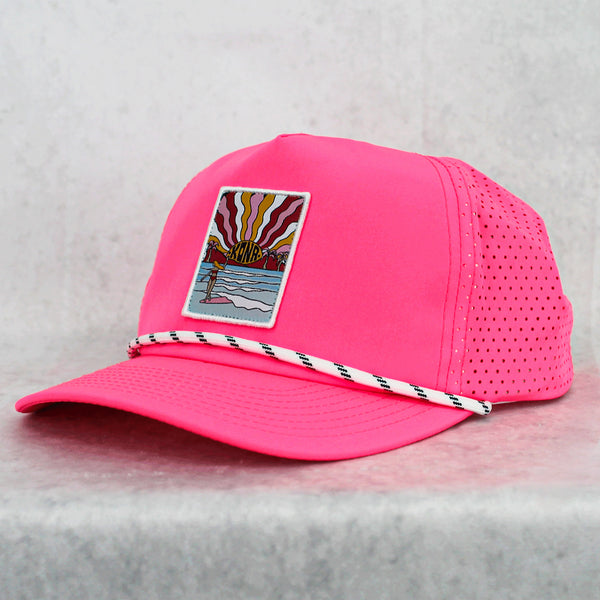Evening Surfer Womens Trucker Hat - Neon Pink