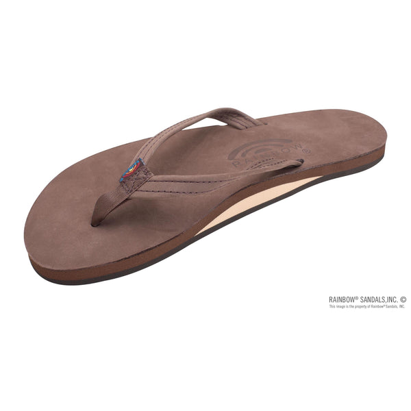 Rainbow Single Layer Narrow Strap Womens Sandals - Expresso