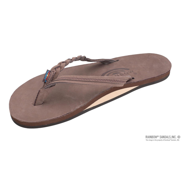 Rainbow Flirty Braidy Single Layer Womens Sandals - Espresso