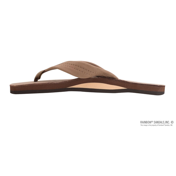 Rainbow Single Layer Wide Strap Womens Sandals - Drk Brown