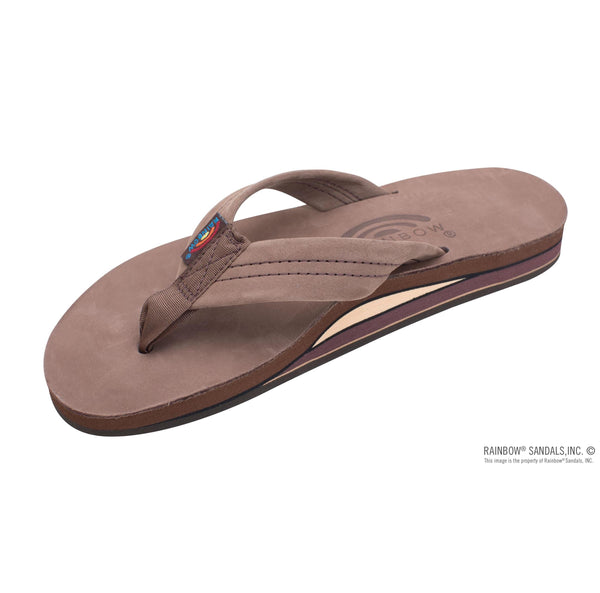 Rainbow Double Layer Wide Strap Womens Sandals - Expresso