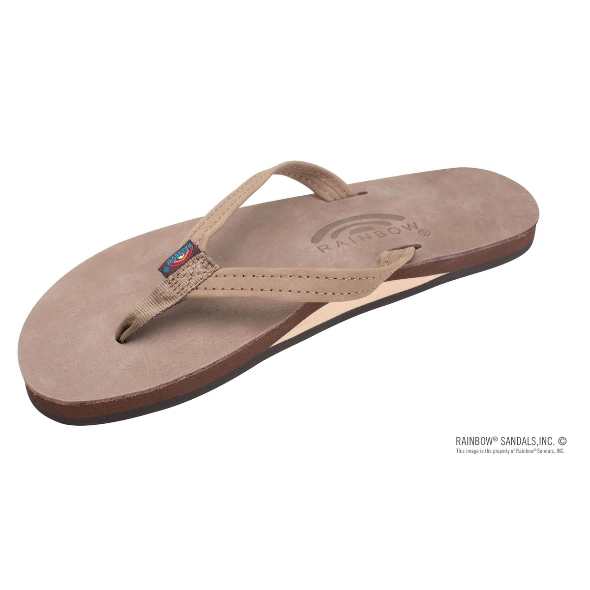 Rainbow Single Layer Narrow Strap Womens Sandals - Drk Brown