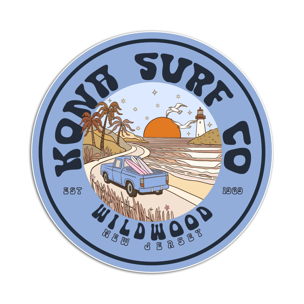 Road to the Beach Sticker - Blue