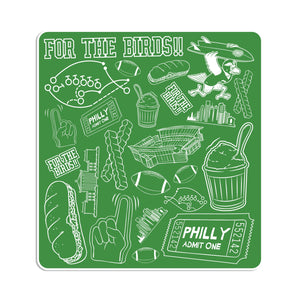 For the Birds Pattern Sticker - Green