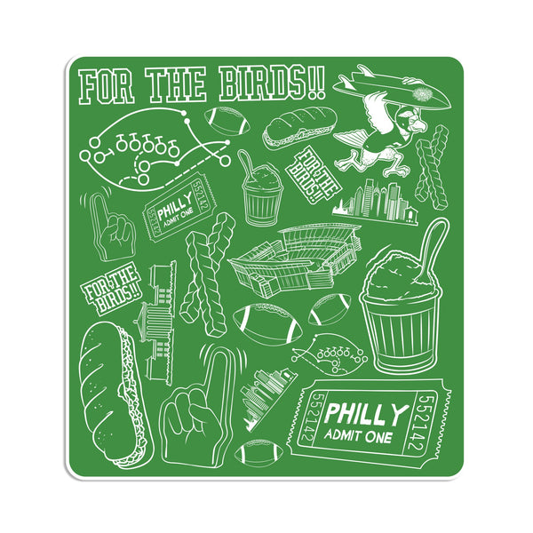 For the Birds Pattern Sticker - Green