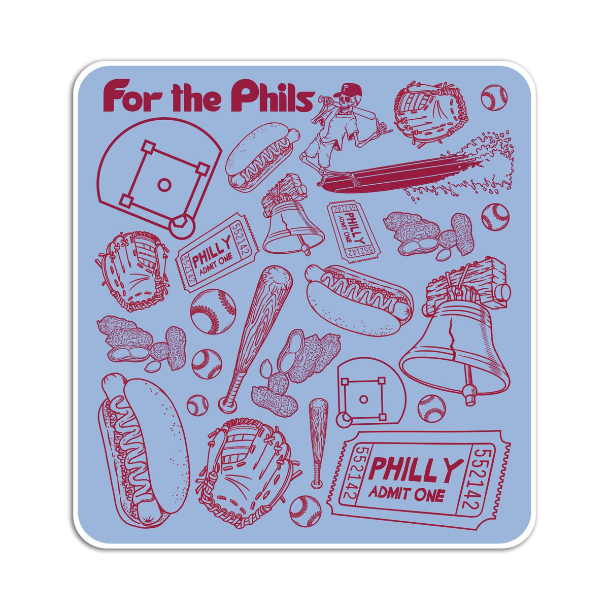 For the Phils Pattern Sticker - Light Blue