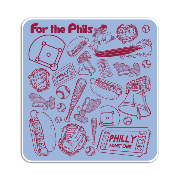 For the Phils Pattern Sticker - Light Blue