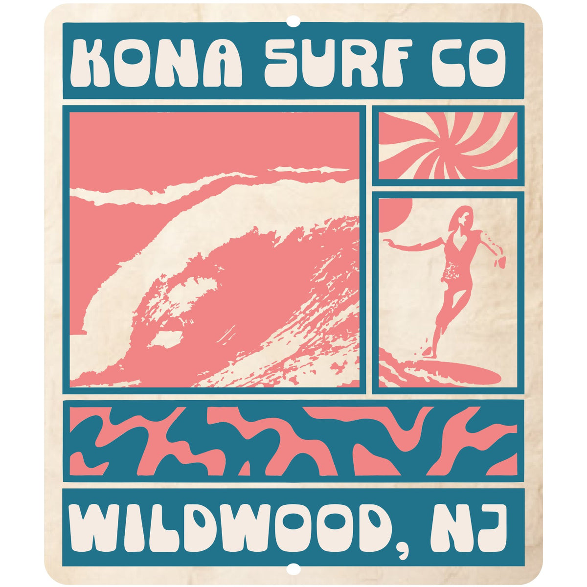 Panels of Summer Tin Sign - Teal/Pink