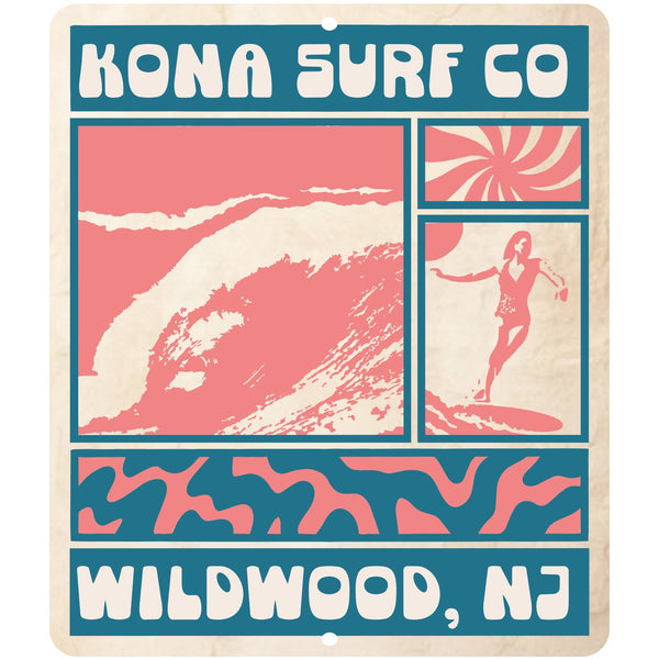 Panels of Summer Tin Sign - Teal/Pink
