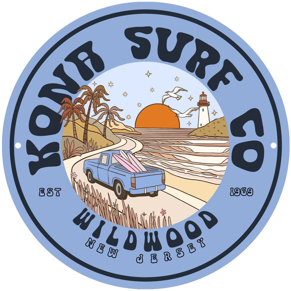 Road to the Beach Tin Sign - Carolina Blue