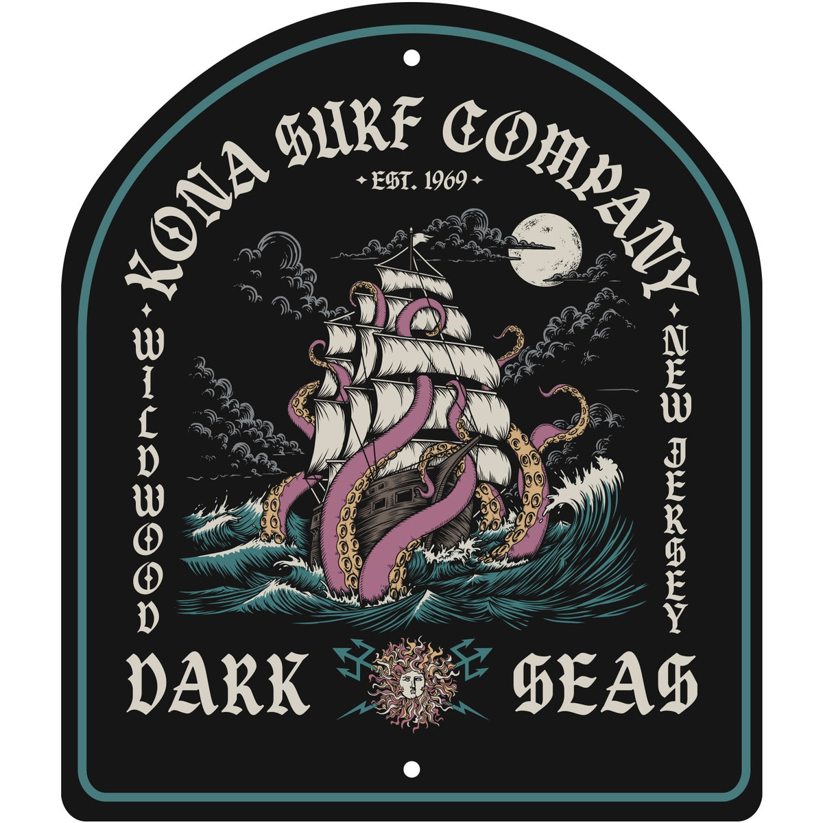 Kona x Dark Seas 2026 Collab Tin Sign - Black