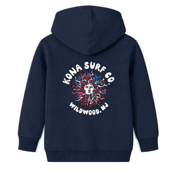 Bubble Original Sun Toddler Boys Pullover Hoodie - Navy/Rwb