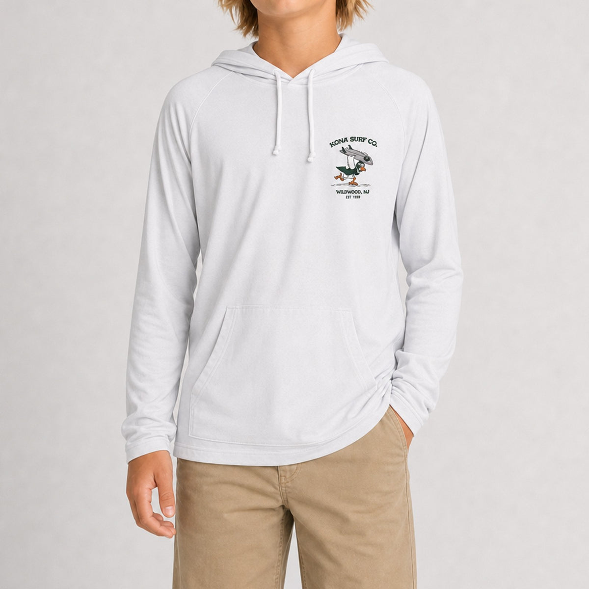 For the Birds Hooded Boys UV Sun Protection LS Shirt - Heather Grey