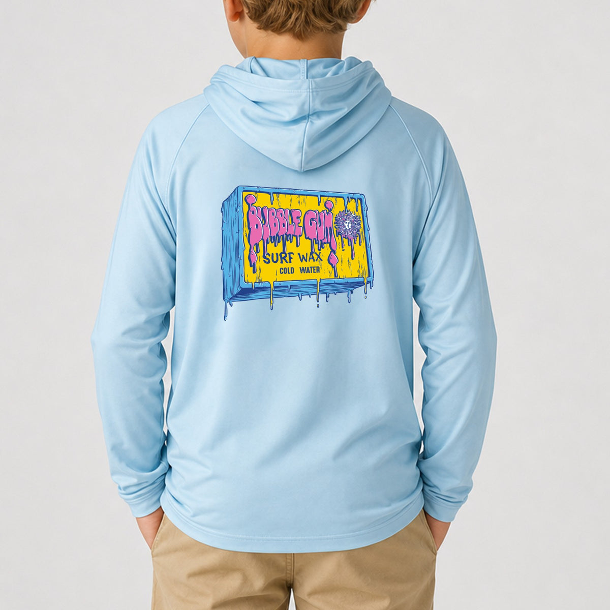 Kona x BubbleGum Collab Hooded Boys UV Sun Protection LS Shirt - Light Blue