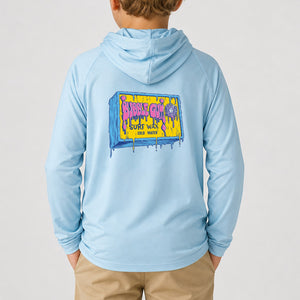 Kona x BubbleGum Collab Hooded Boys UV Sun Protection LS Shirt - Light Blue