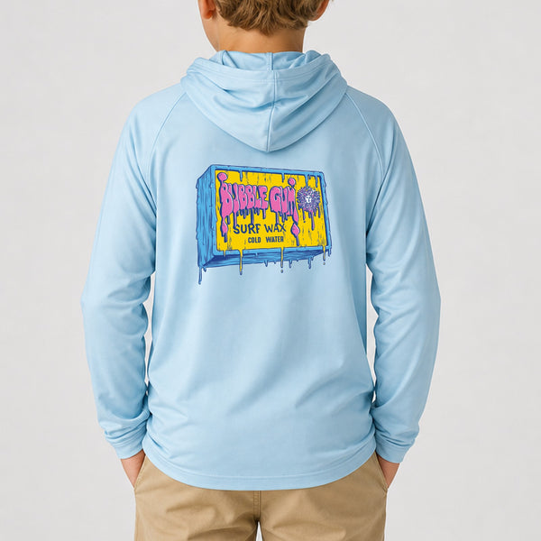 Kona x BubbleGum Collab Hooded Boys UV Sun Protection LS Shirt - Light Blue