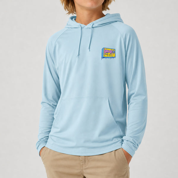 Kona x BubbleGum Collab Hooded Boys UV Sun Protection LS Shirt - Light Blue