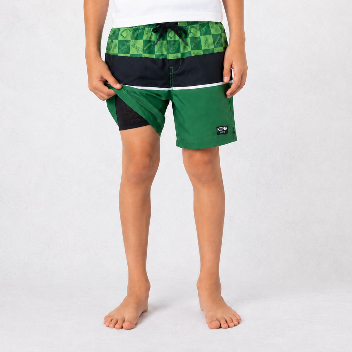 Uncomplicated 15in w/ Liner Boys Elastic Boardshorts - For the Birds