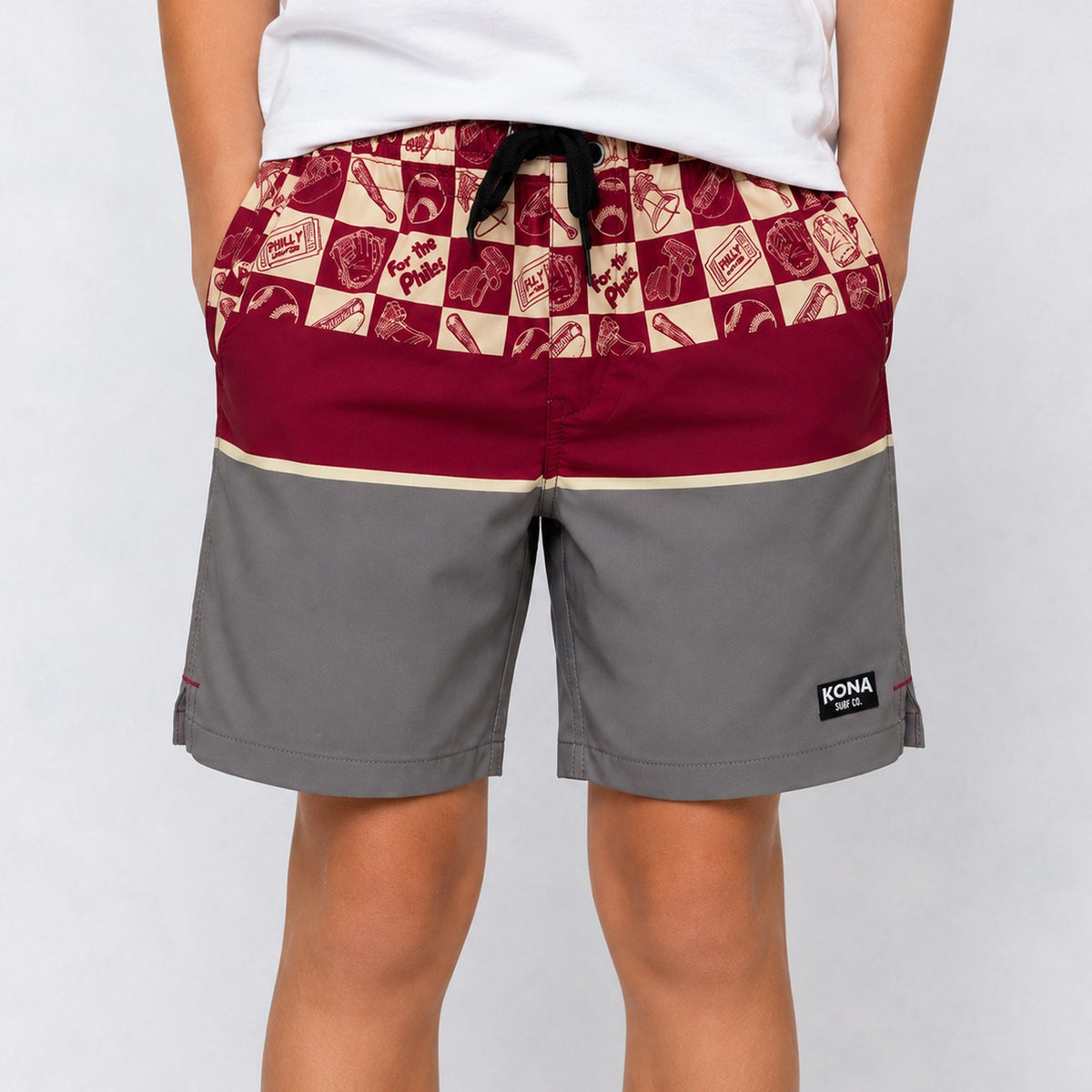 Uncomplicated 15in w/ Liner Boys Elastic Boardshorts - For the Phils