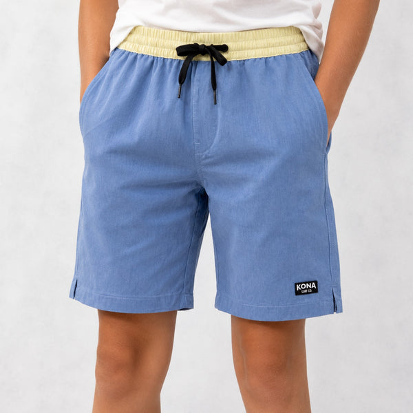 Uncomplicated 15in w/ Liner Boys Elastic Boardshorts - Slate/Cream