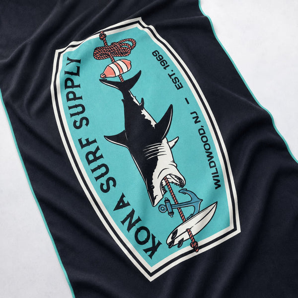 Slowtide x Kona Shark Kabob 2 Beach Towel - Black