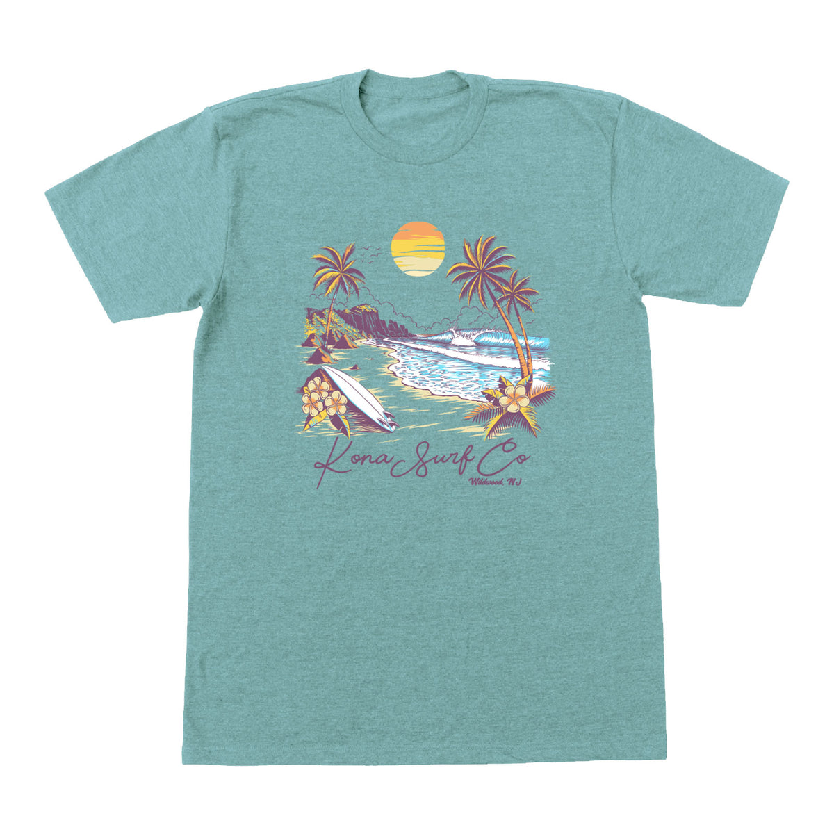 Island Scene Girls T-Shirt - Heather Blue Lagoon