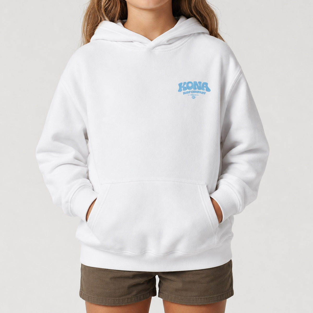 Bubble Puff Girls Pullover Hoodie - White