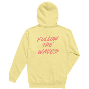 Follow the Waves Brush Girls Pullover Hoodie - Pigment Yellow