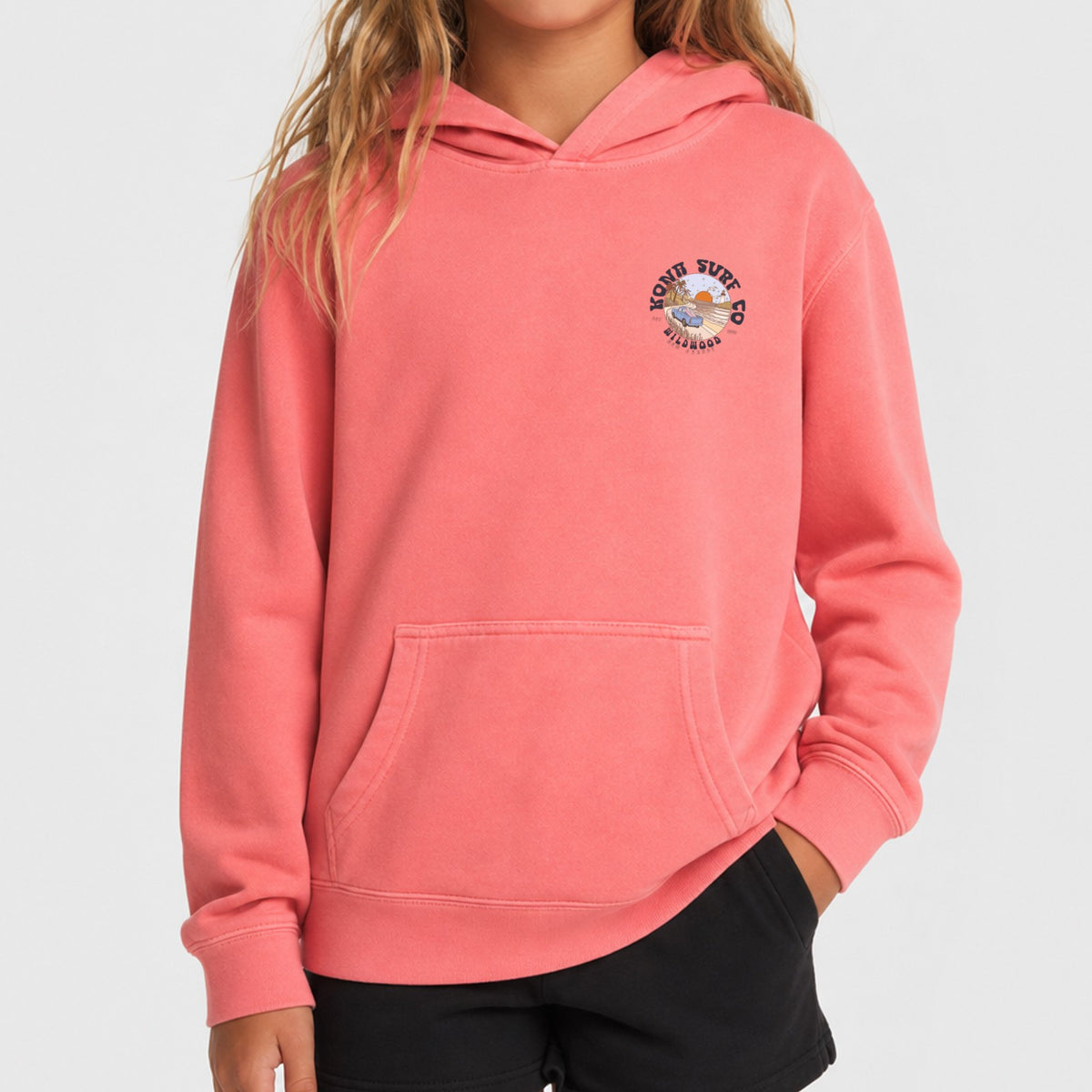 Road to the Beach Girls Pullover Hoodie - Pigment Pink