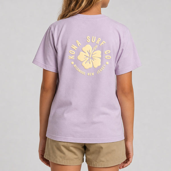 Hibiscus Puff Girls T-Shirt - Orchid