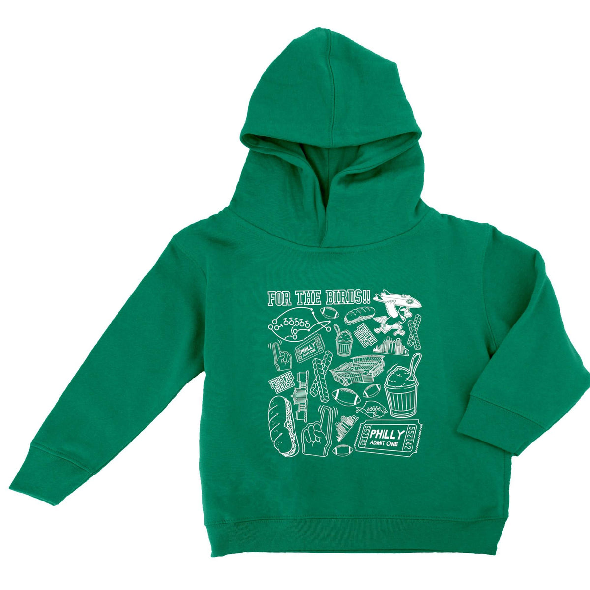 For The Birds Pattern Toddler Boys Pullover Hoodie - Kelly