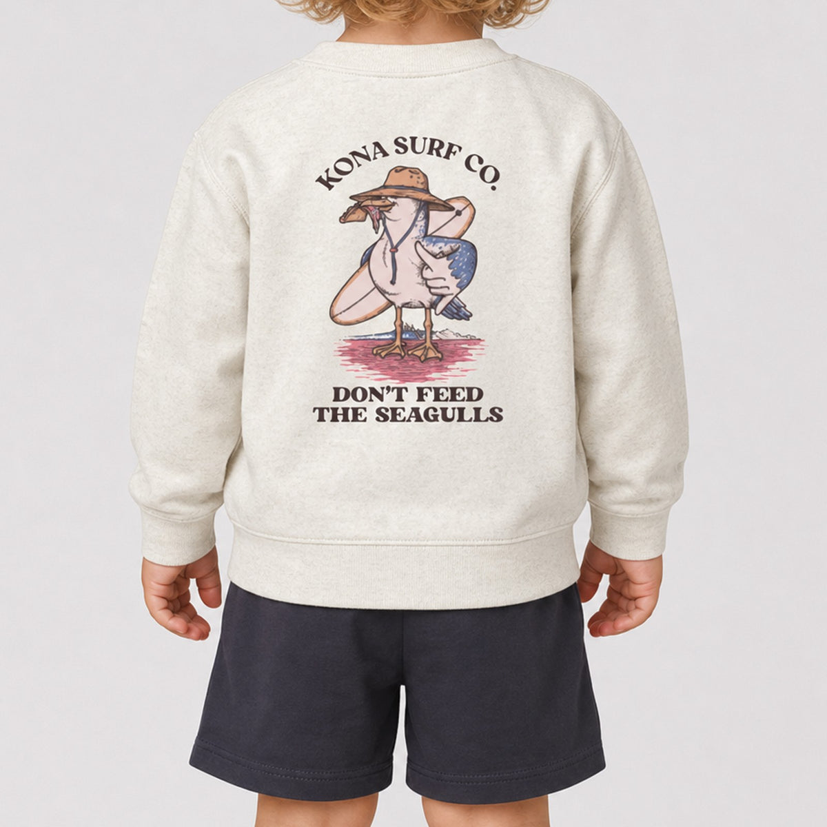 Dont Feed the Seagull Toddler Boys Crew Sweatshirt - Natural