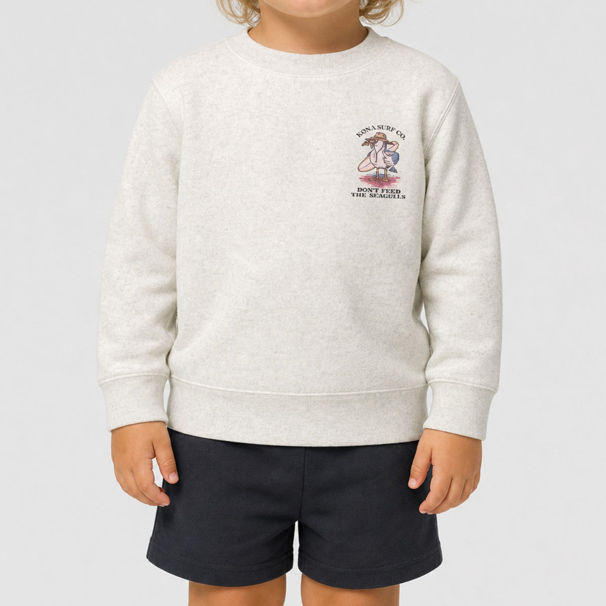 Dont Feed the Seagull Toddler Boys Crew Sweatshirt - Natural