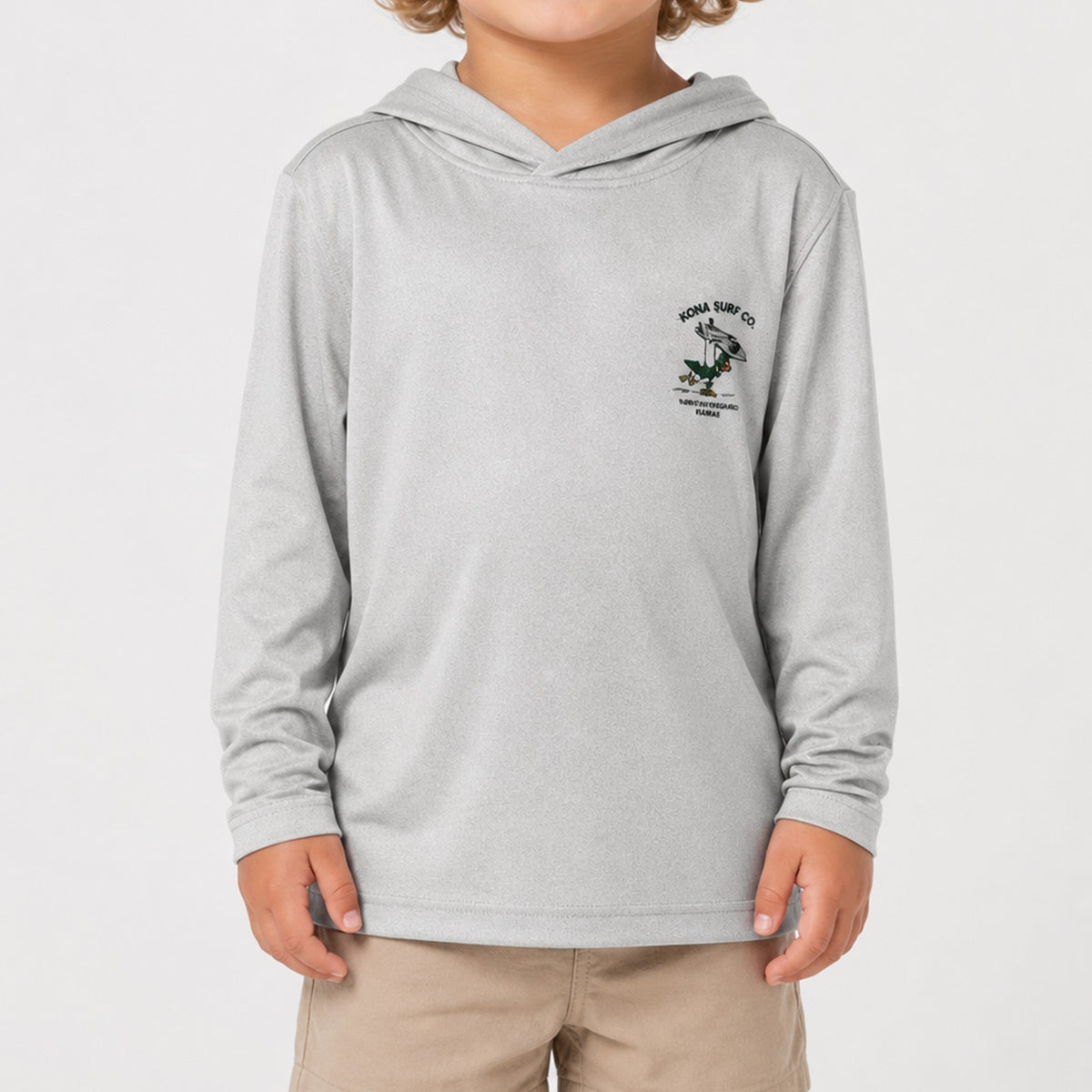 For the Birds Hooded Toddler Boys UV Sun Protection LS Shirt - Heather Grey