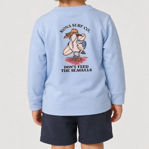 Dont Feed the Seagulls Toddler Boys Long Sleeve Shirt - Light Blue