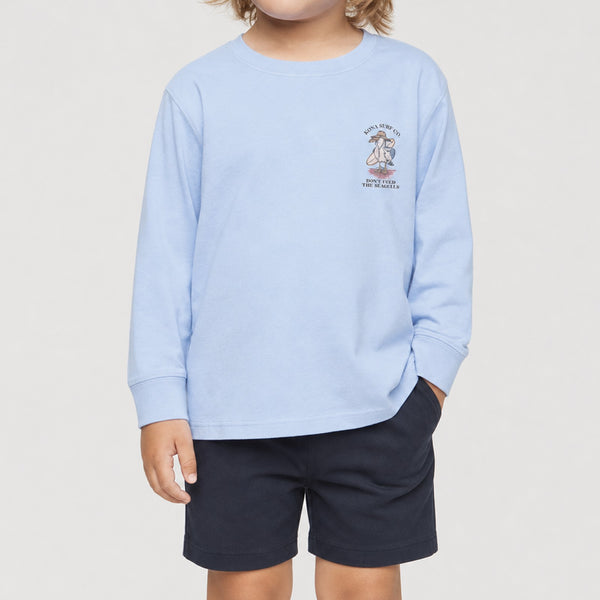 Dont Feed the Seagulls Toddler Boys Long Sleeve Shirt - Light Blue