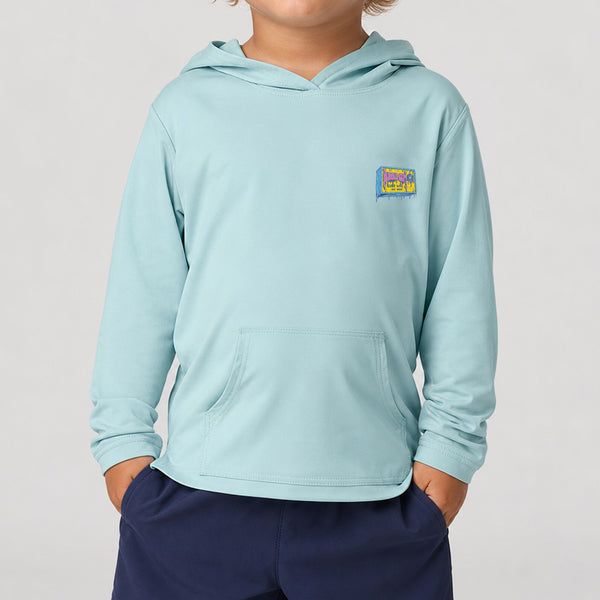 Kona x BubbleGum Collab Hooded Toddler Boys UV Sun Protection LS Shirt - Light Blue