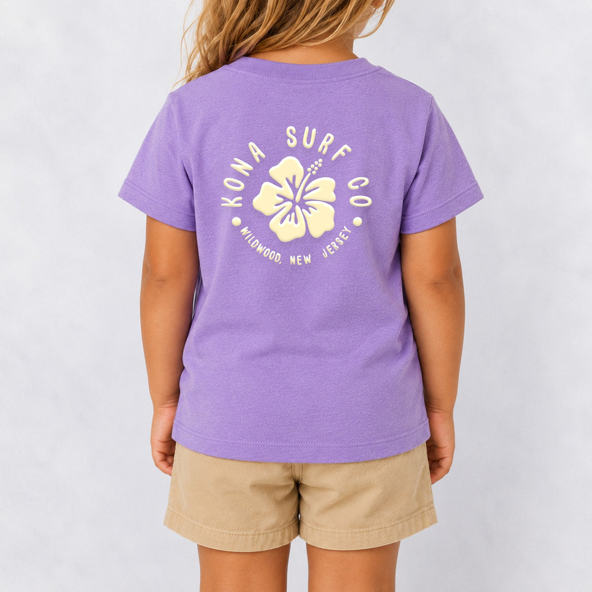 Hibiscus Puff Toddler Girls T-Shirt - Heather Team Purple