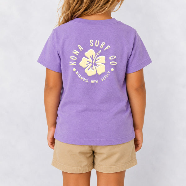 Hibiscus Puff Toddler Girls T-Shirt - Heather Team Purple