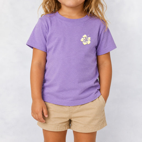 Hibiscus Puff Toddler Girls T-Shirt - Heather Team Purple