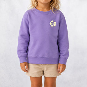 Hibiscus Puff Toddler Girls Crew Sweatshirt - Lavender