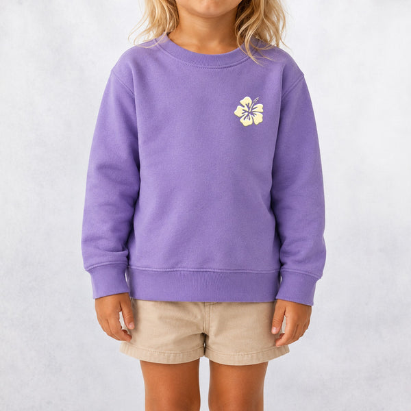 Hibiscus Puff Toddler Girls Crew Sweatshirt - Lavender