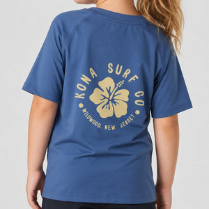 Hibiscus Toddler Girls UV Sun Protection T-Shirt - Robbia Blue