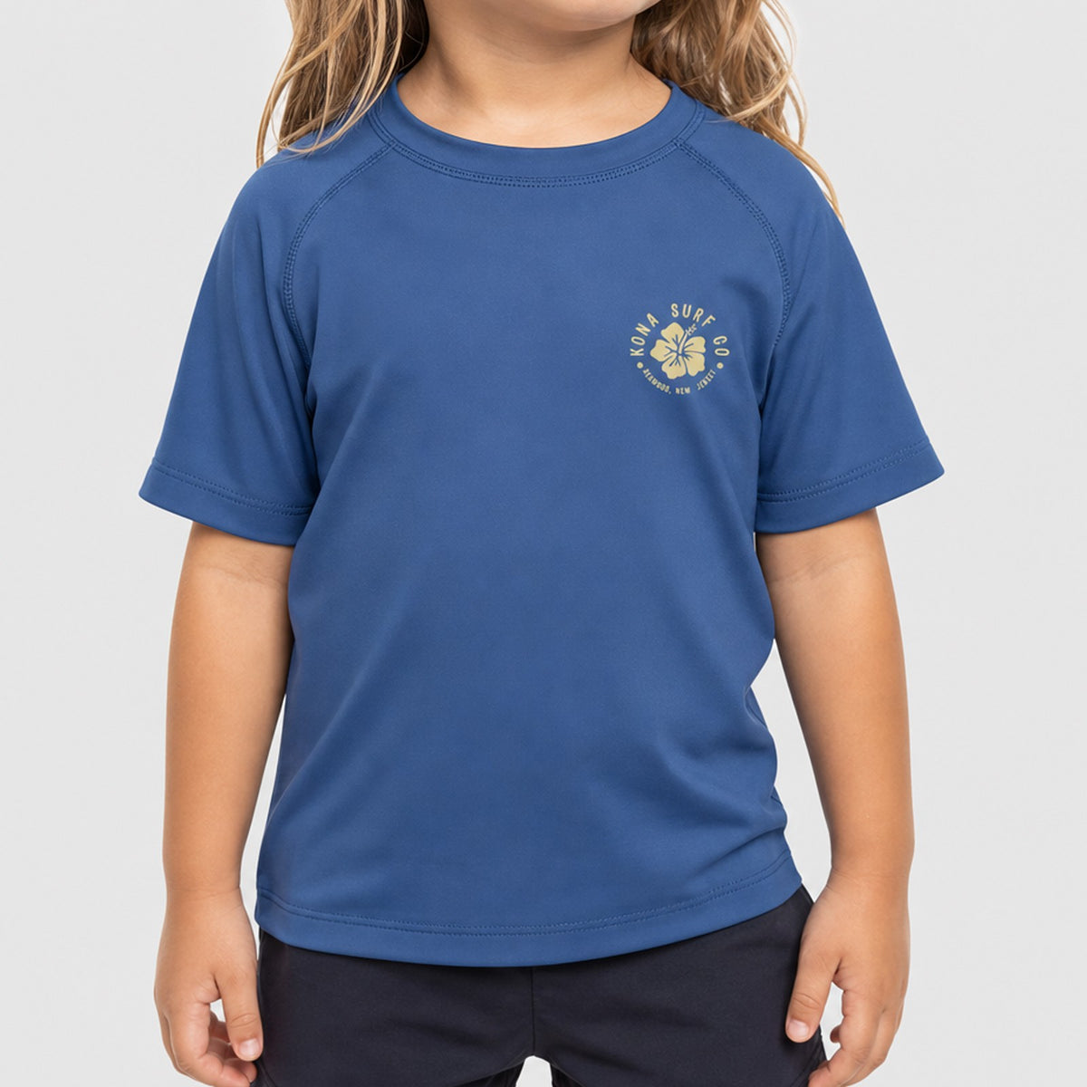 Hibiscus Toddler Girls UV Sun Protection T-Shirt - Robbia Blue