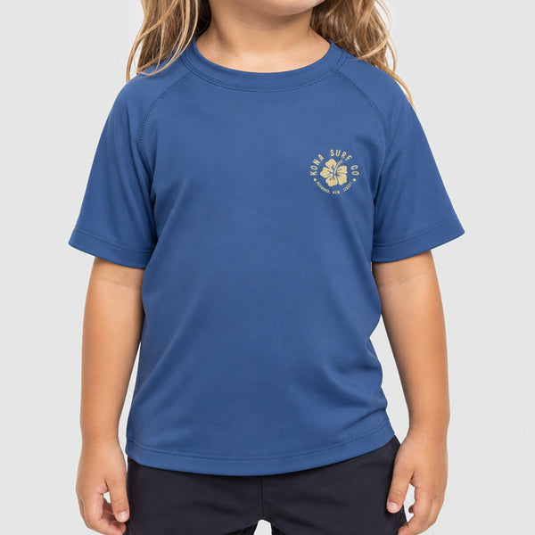 Hibiscus Toddler Girls UV Sun Protection T-Shirt - Robbia Blue