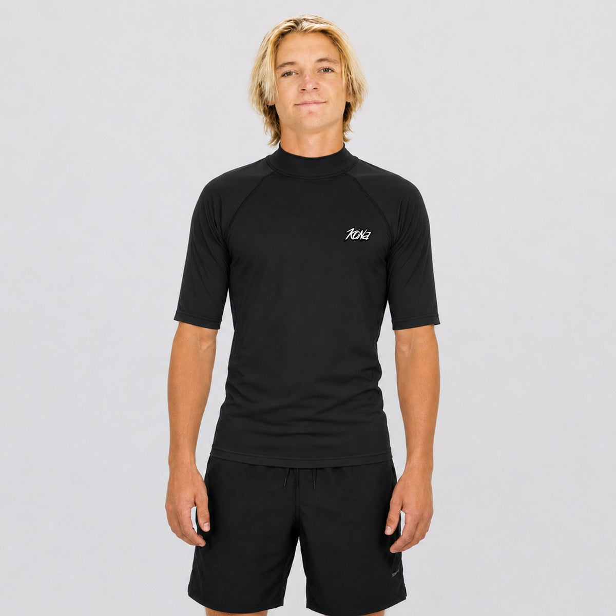 Branded Stretch UV S/S Mens Rashguard - Black