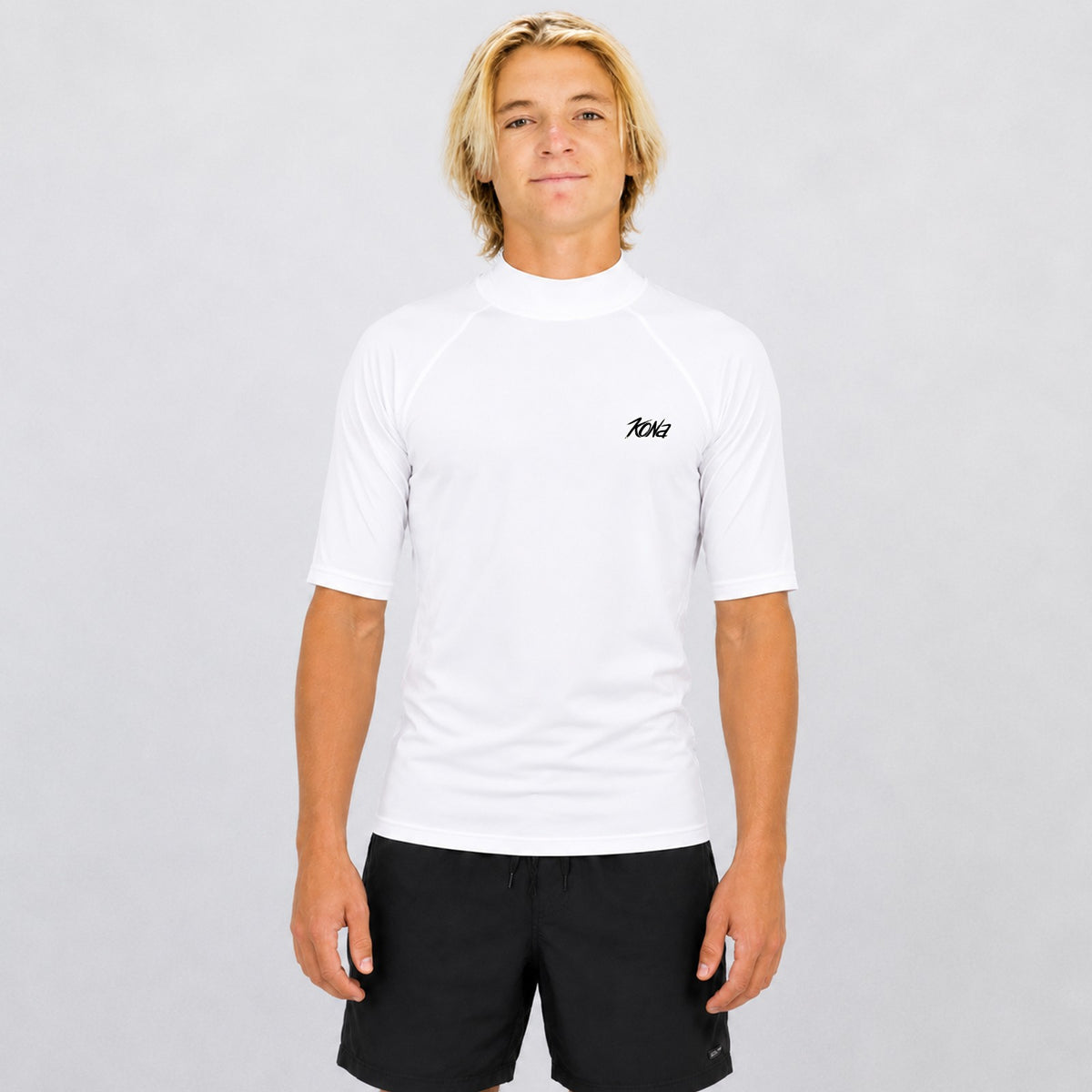 Branded Stretch UV S/S Mens Rashguard - White
