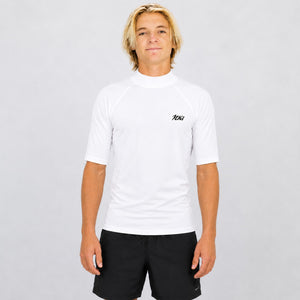 Branded Stretch UV S/S Mens Rashguard - White